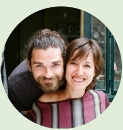 Portrait Axel et Fanny rond vert Lot
